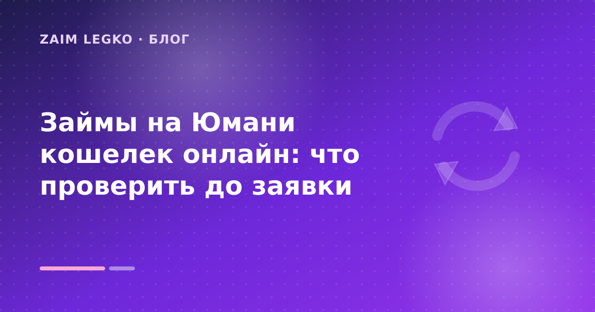 Займы на Юмани кошелек онлайн: что проверить до заявки — иллюстрация Zaim Legko
