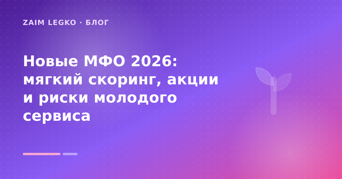 Новые МФО 2026: мягкий скоринг, акции и риски молодого сервиса — иллюстрация Zaim Legko